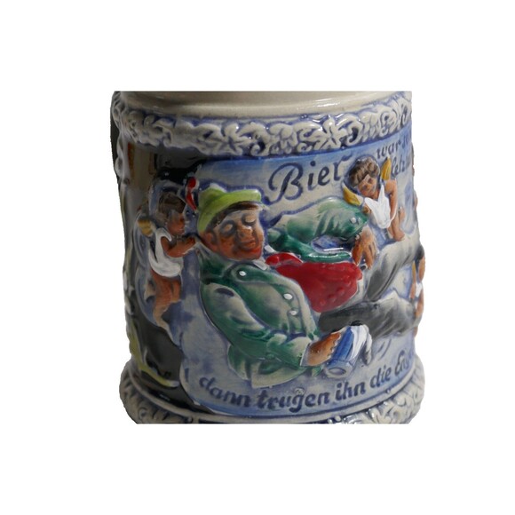 Gilles & Bohn Original Lidded Beer Stein w/Angels & Flowers  West Germany - Picture 4 of 12